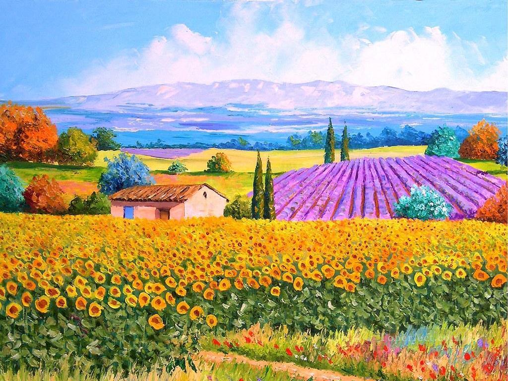 PLS03 beautiful landscape garden Oil Paintings
